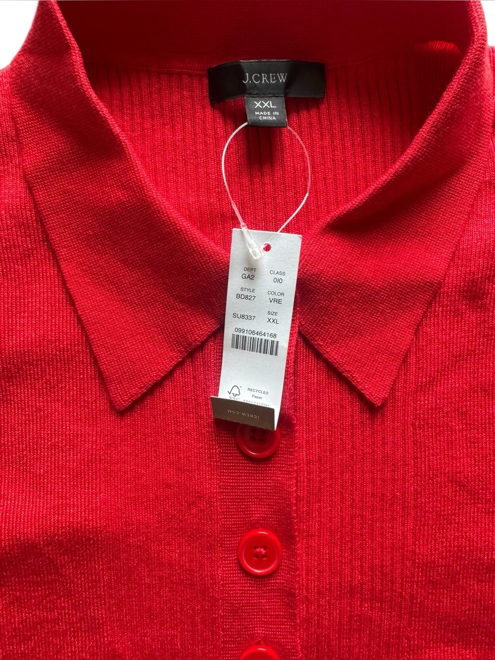 New Women's J. Crew Collared Silk-Blend Sweater in Red Size XXL - Picture 3 of 3